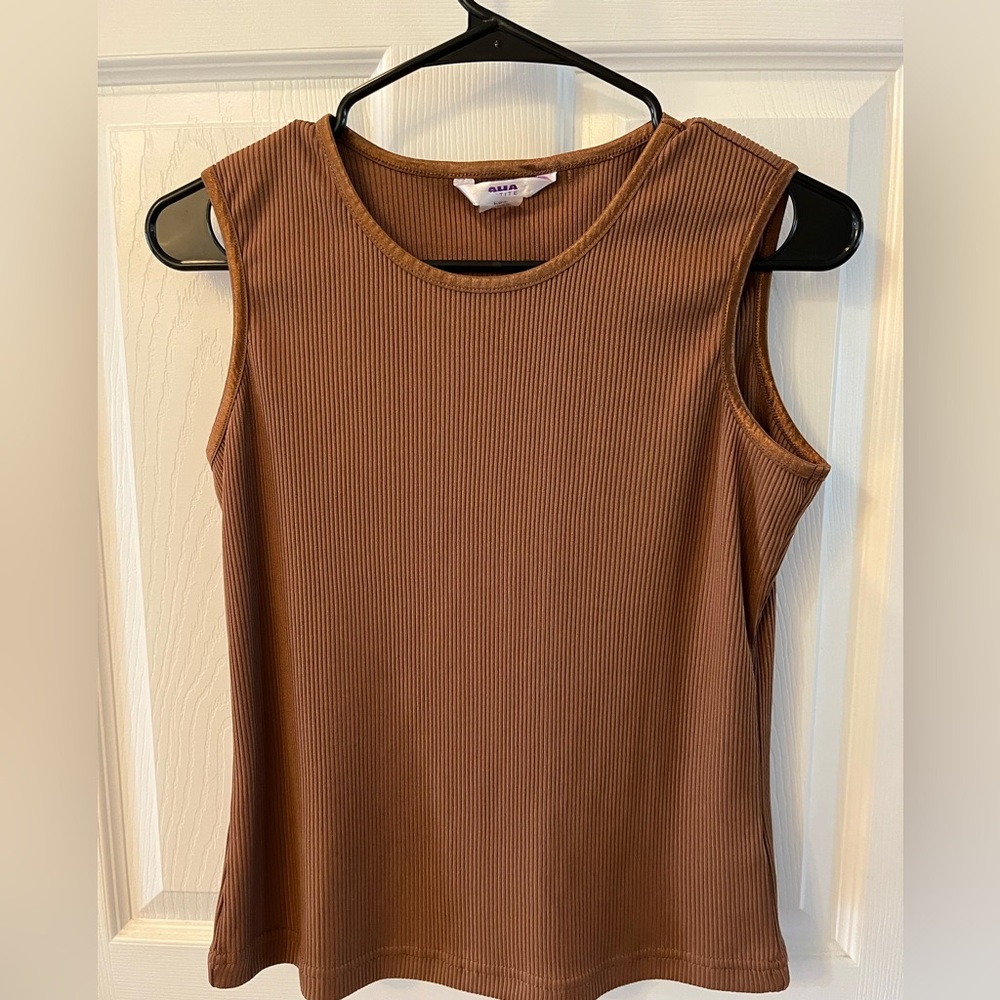 Alia Ribbed Tank Brown Camisole